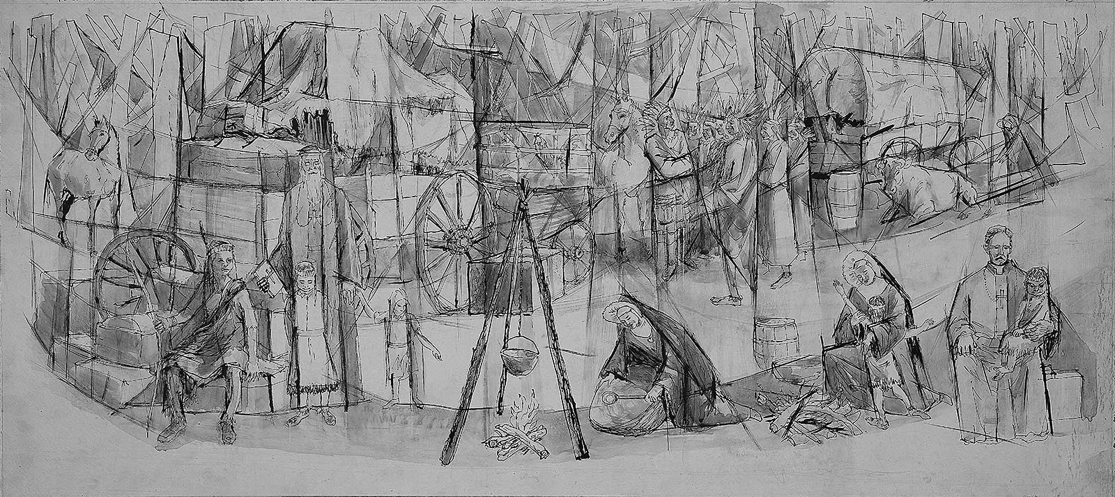 Archive drawing of Sisters of the Holy Cross